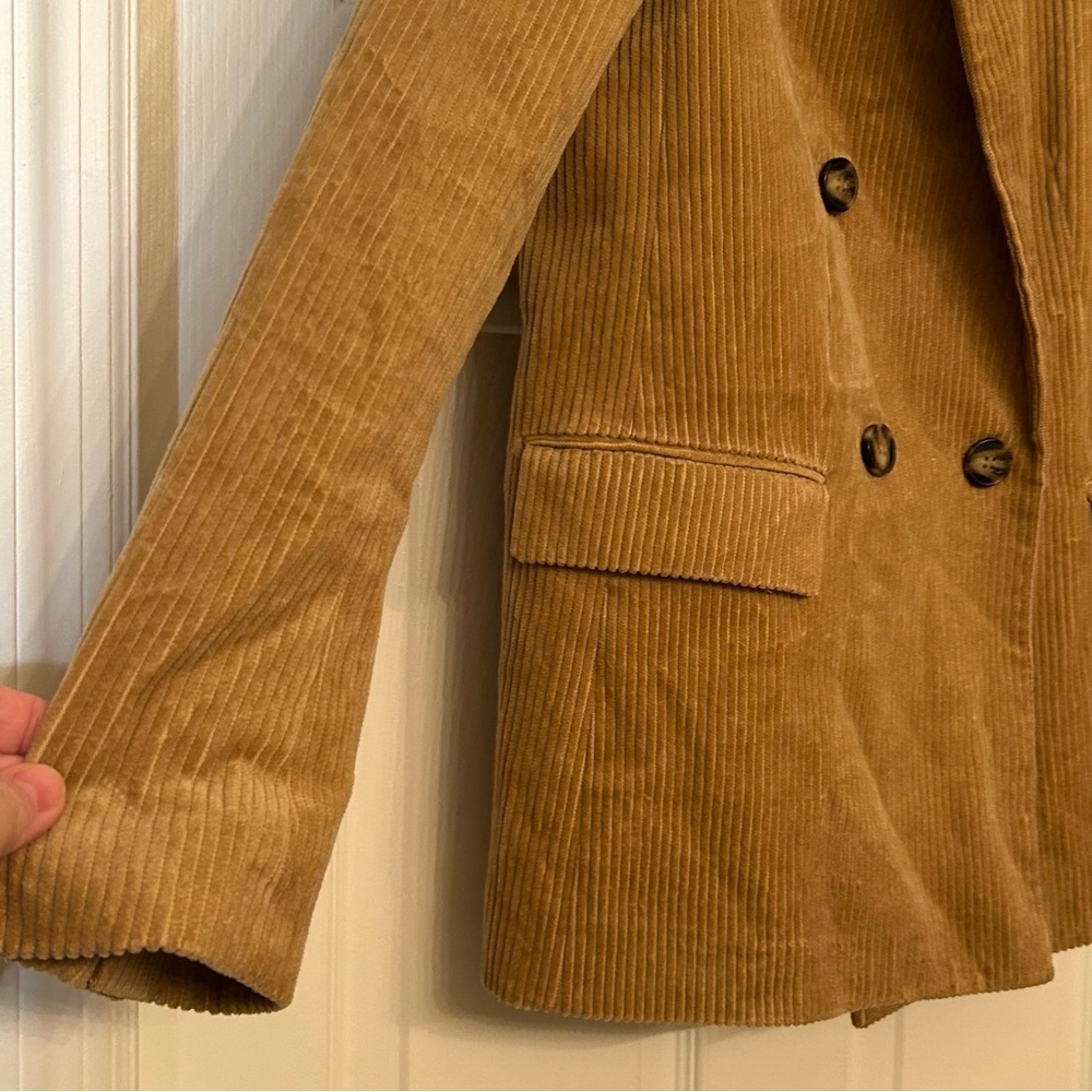 H&M Jacket Women’s Size 6 Tan Brown Corduroy Double Breasted Jacket - Picture 4 of 10